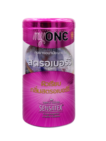 myONE Condom Strawberry 12's / ถุงยางอนามัย มายวัน สตรอเบอร์รี่ 12 ชิ้น